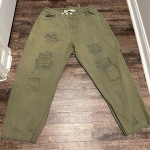 Magnolia Pearl Green Raw Hem Adjustable Trousers